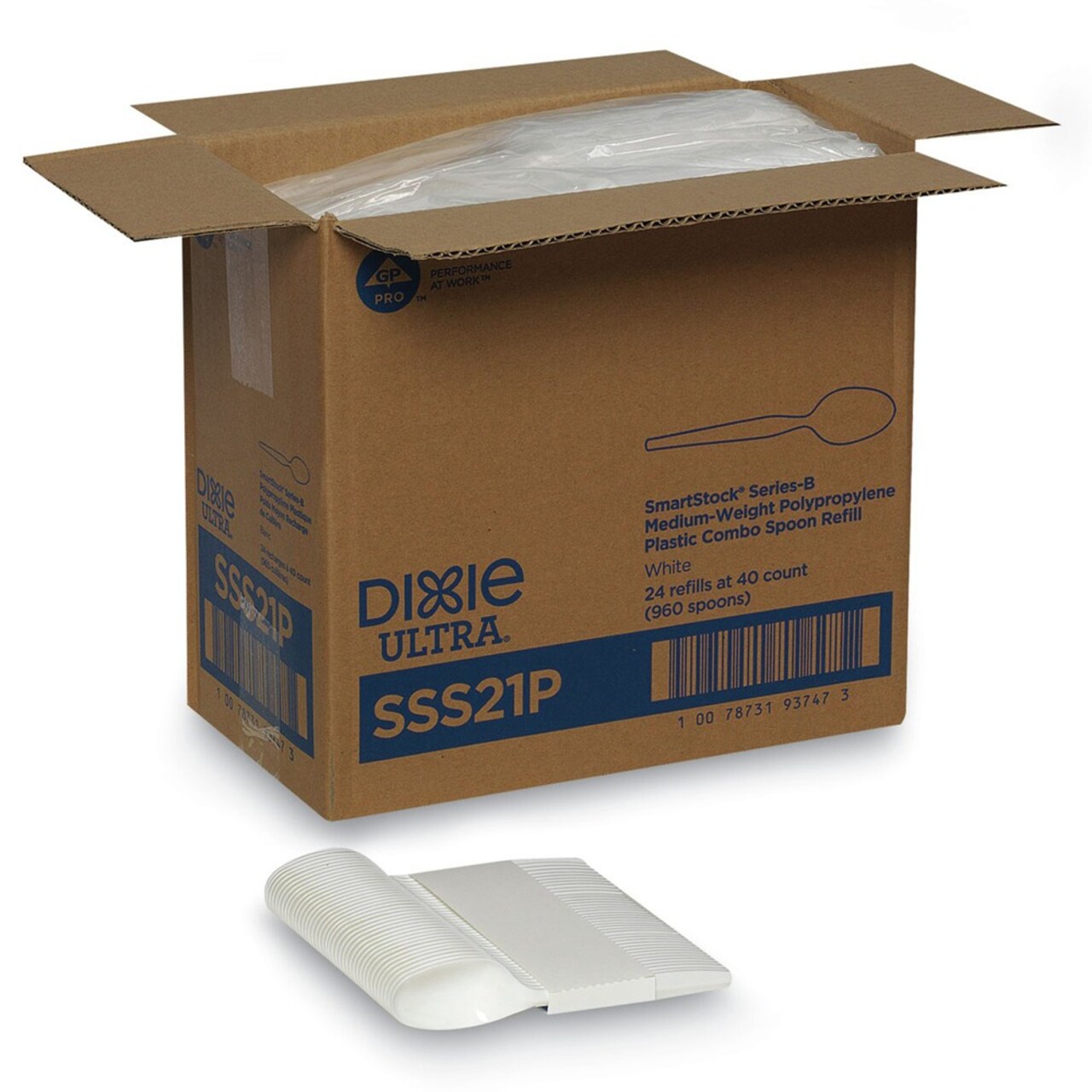 Dixie SmartStock Series-B 5.5 in. Mediumweight Plastic Cutlery Teaspoons Refill - White (40/Pack, 24 Packs/Carton)